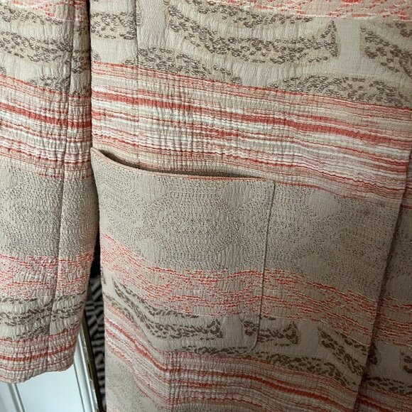 Basler Luxury Blazer Peach Irridescent Duster Snap Button Collarless Womens 8 US - Picture 6 of 13